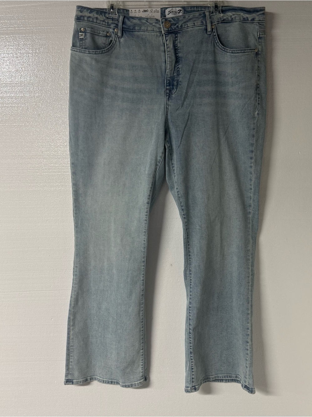 Seven7 Jeans Women 18W Faded Light Wash High Rise Slim Hip & Thigh Bootcut Denim